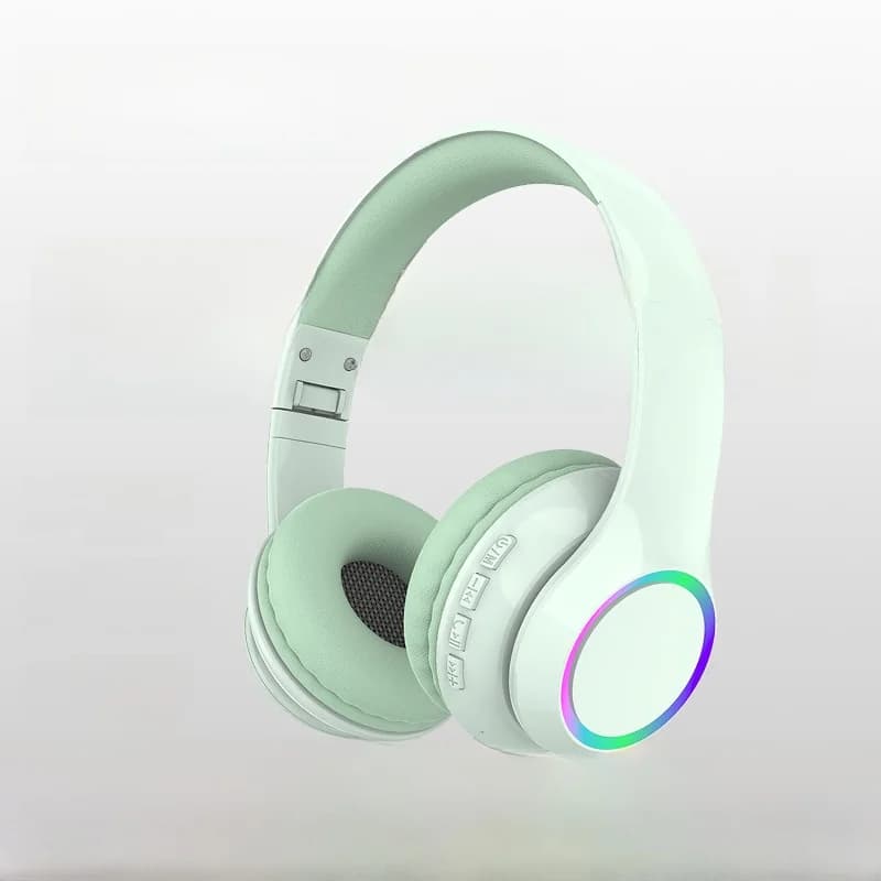 LED Light-Up Wireless Bluetooth Headphones Over-Ear with Mic