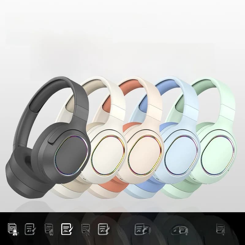 Langattomat Bluetooth-kuulokkeet LED-valoilla ja FM-radiolla