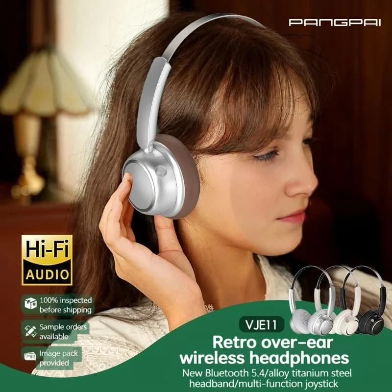 Retro-tyyliset langattomat Bluetooth-kuulokkeet metallipannalla ja pitkällä akunkestolla