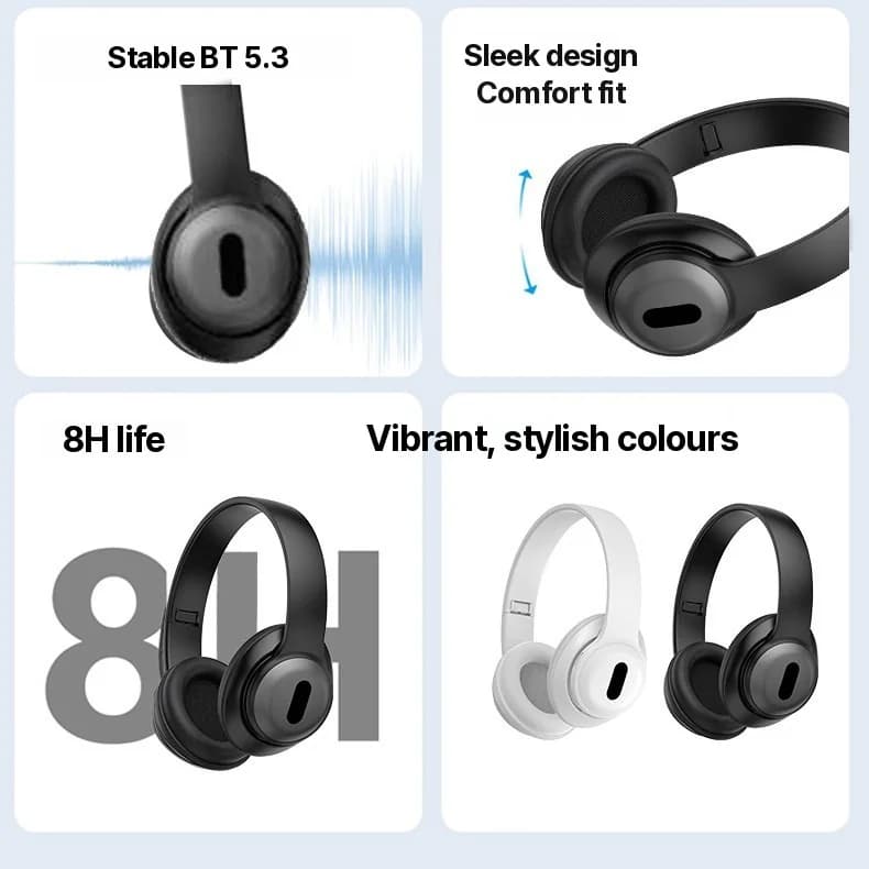 Korvanpäälliset langattomat Bluetooth-kuulokkeet FM-radion ja TF-korttipaikan kanssa