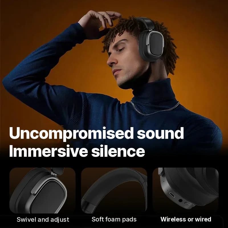 Langattomat over-ear-kuulokkeet aktiivisella melunvaimennuksella ja 35 h akulla