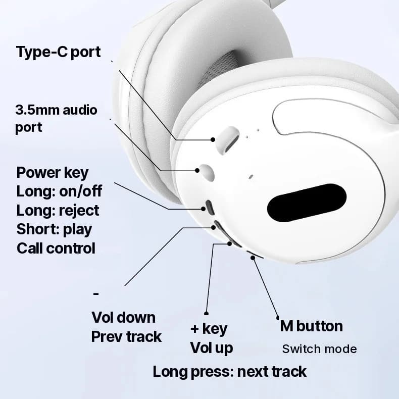 Langattomat Bluetooth-kuulokkeet mikrofonilla, kevyt muotoilu