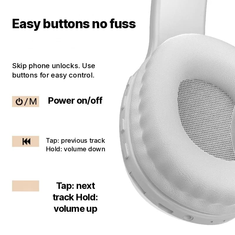 Korvan päällä olevat Bluetooth-kuulokkeet TF-korttipaikalla ja AUX-tulolla