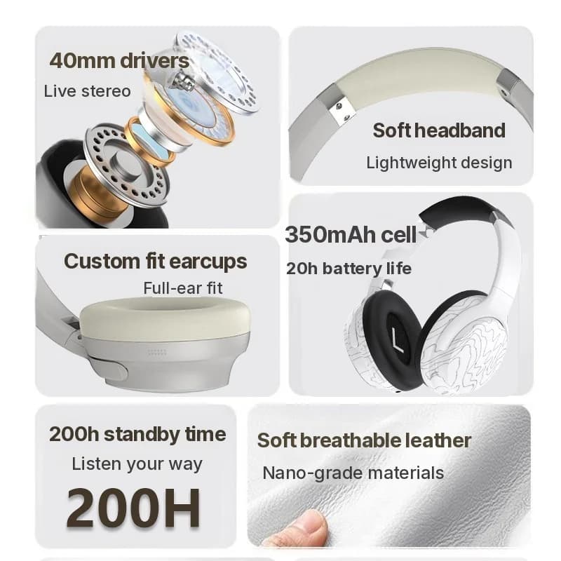 Langattomat Bluetooth-kuulokkeet, moni-EQ ja pitkä akunkesto