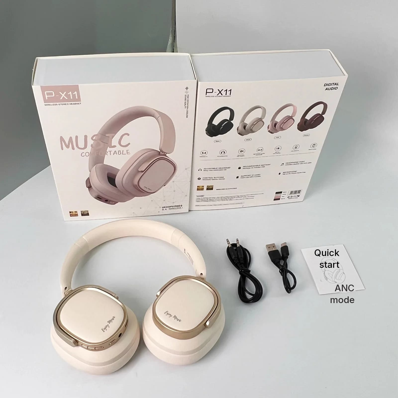 Retro-tyyliset korvanpäälliset Bluetooth-kuulokkeet aktiivisella melunvaimennuksella