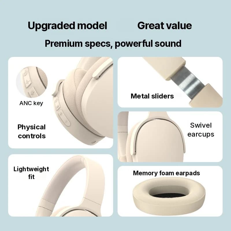 Langattomat over-ear-kuulokkeet aktiivisella melunvaimennuksella ja pitkällä akun kestolla