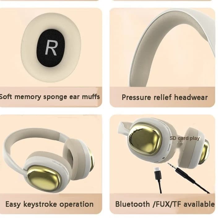 Langattomat korvanpäälliset kuulokkeet, Bluetooth 5.3 ja pitkä akunkesto