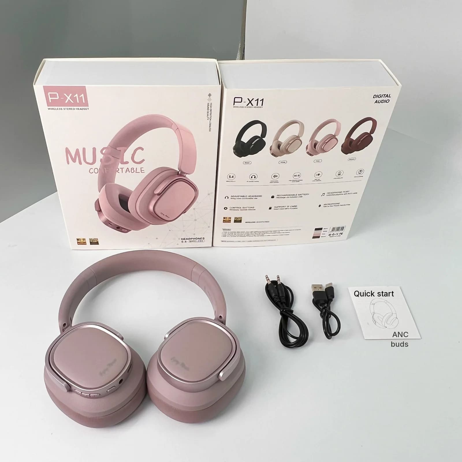 Retro-tyyliset korvanpäälliset Bluetooth-kuulokkeet aktiivisella melunvaimennuksella
