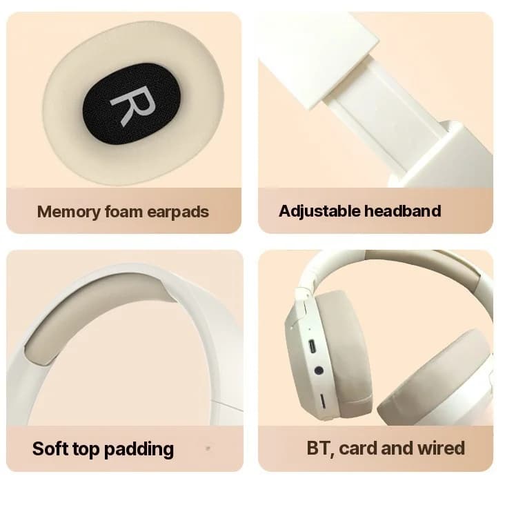 Korvanpäälliset Bluetooth-kuulokkeet bassolla, AUX- ja TF-korttituella