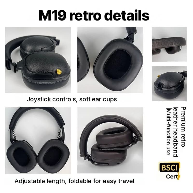 Retro-tyyliset langattomat Bluetooth-over-ear-kuulokkeet mikrofonilla