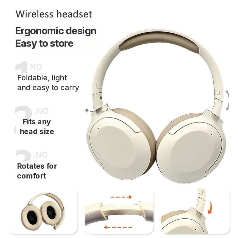 Wireless Over-Ear Bluetooth Headphones with Low Latency and Long Battery