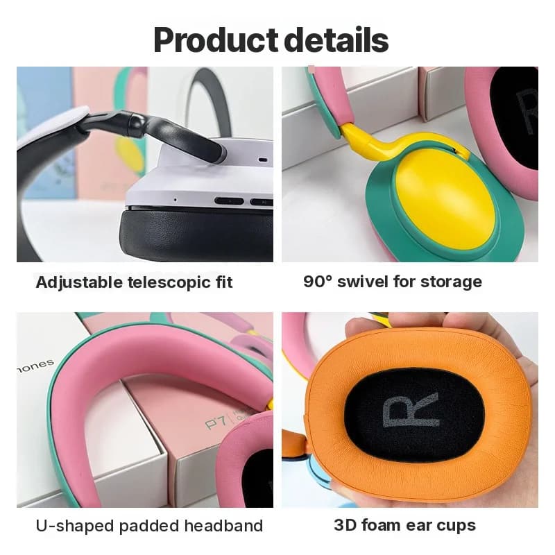 Langattomat korvanpäälliset Bluetooth-kuulokkeet, mikrofoni, FM-radio, Type-C