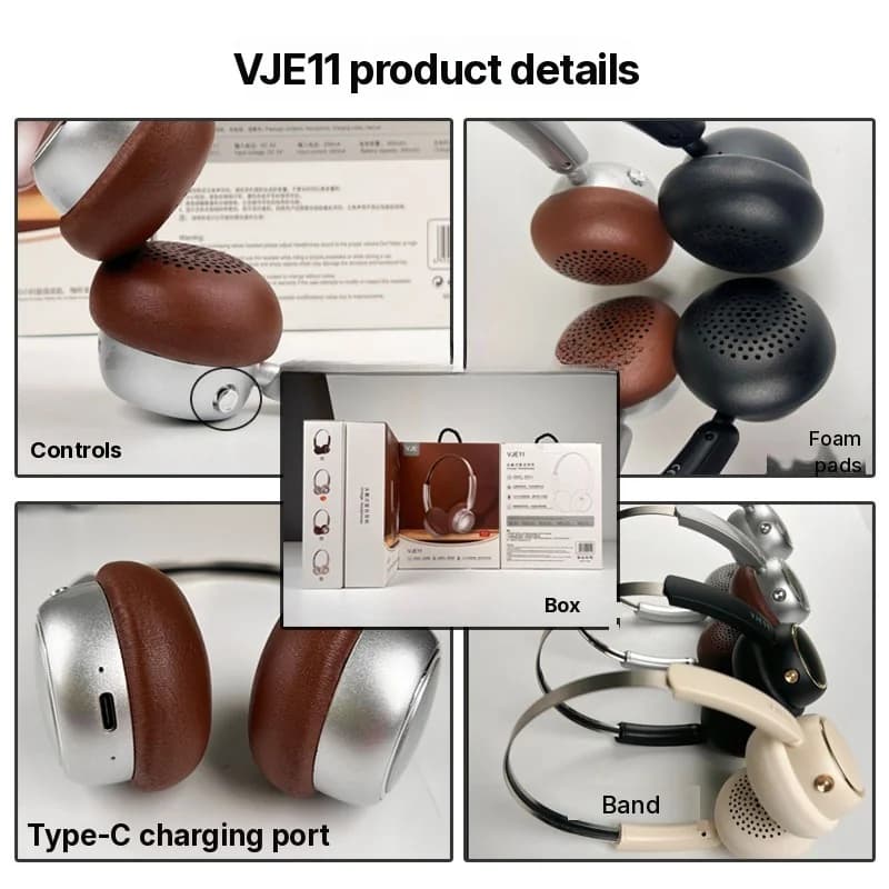 Retro-ylikorvakuulokkeet langattomalla yhteydellä, FM-radio ja Bluetooth 5.4