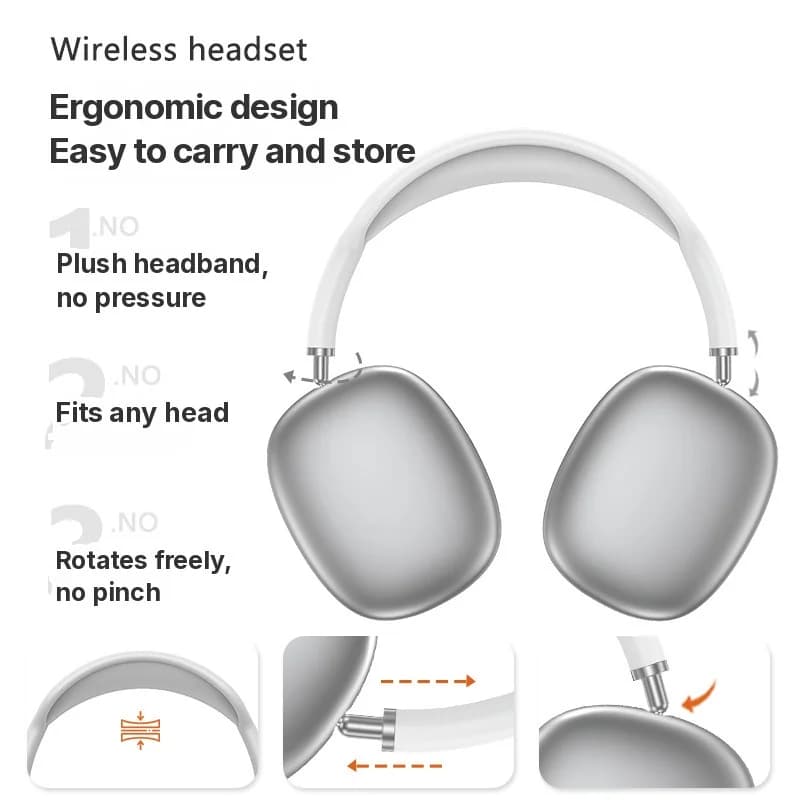 Over-Ear Wireless Bluetooth Headphones with Deep Bass and Type-C Charging