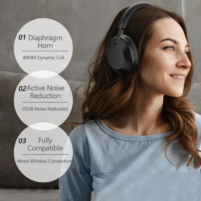 Aktiivisella melunvaimennuksella varustetut langattomat Bluetooth 5.4 -kuulokkeet