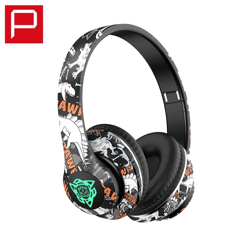 Langattomat Bluetooth-ylikorvakuulokkeet, graffiti-muotoilu, taitettavat