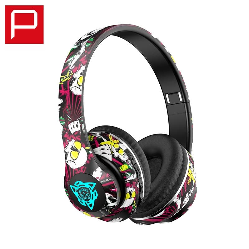 Langattomat Bluetooth-ylikorvakuulokkeet, graffiti-muotoilu, taitettavat