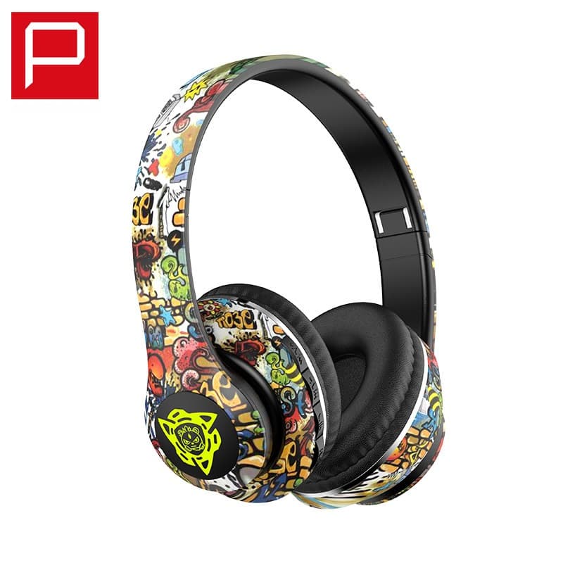 Langattomat Bluetooth-ylikorvakuulokkeet, graffiti-muotoilu, taitettavat